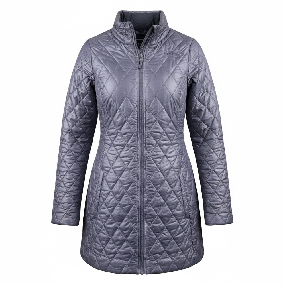 The North Face Womens Quilted Full Zip Parka Jacket Purple Small